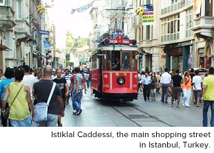 Istiklal Caddessi, the main shopping street in Instanbul, Turkey