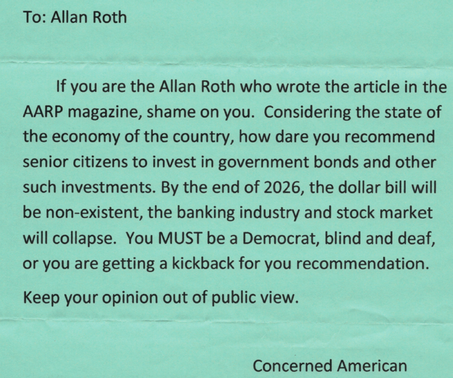 allan roth letter