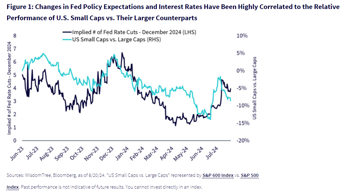 Changes in Fed Policy Expectations and Interest Rates Have Been Highly Correlated to the Relative Performance of U.S. Small Caps vs. Their Larger Counterparts