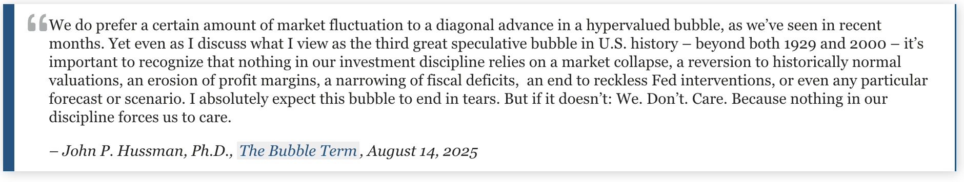 John Hussman quote